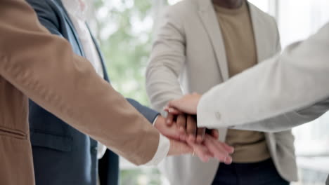 hands, teamwork and business people huddle