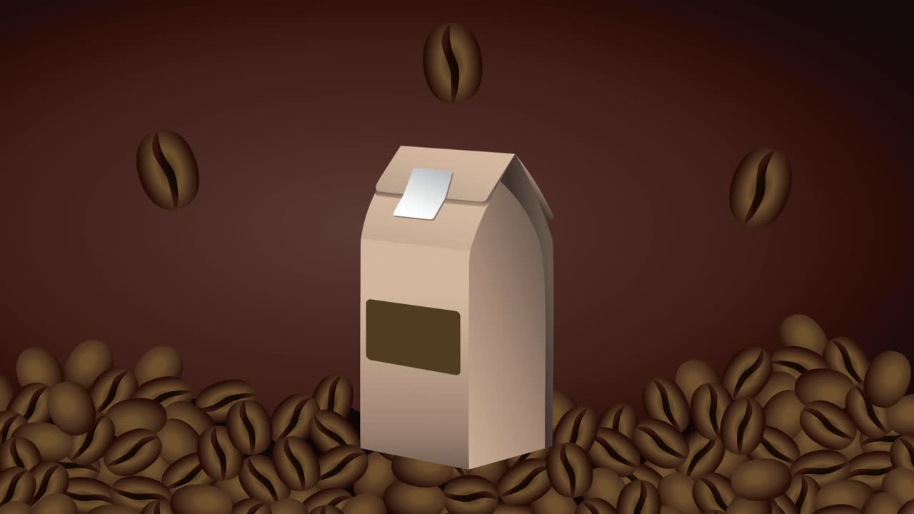 コーヒー飲み物 アニメーション 穀物とバッグ