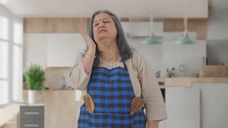 indian aged housewife disgusted by bad smell