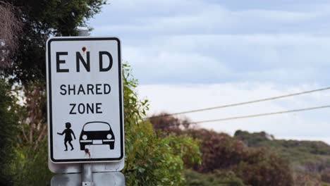 sign indicating end of shared zone