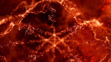 abstracto borroso brillante girando partículas flotantes en el espacio virtual. partículas luminosas oscilantes con profundidad de campo.