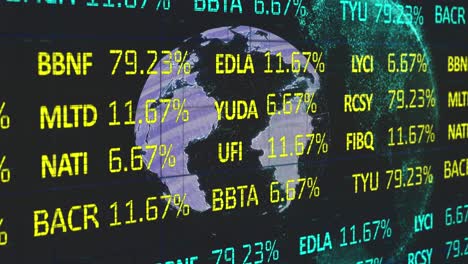 animation of data processing and globe on black background