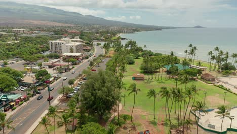 aerial view over kalama park in kihei maui