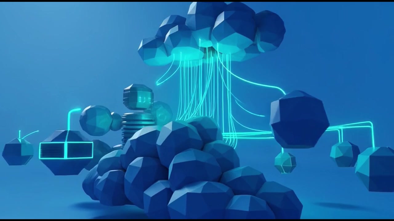 Abstract 3D Animation of Data Connectivity and Cloud Computing