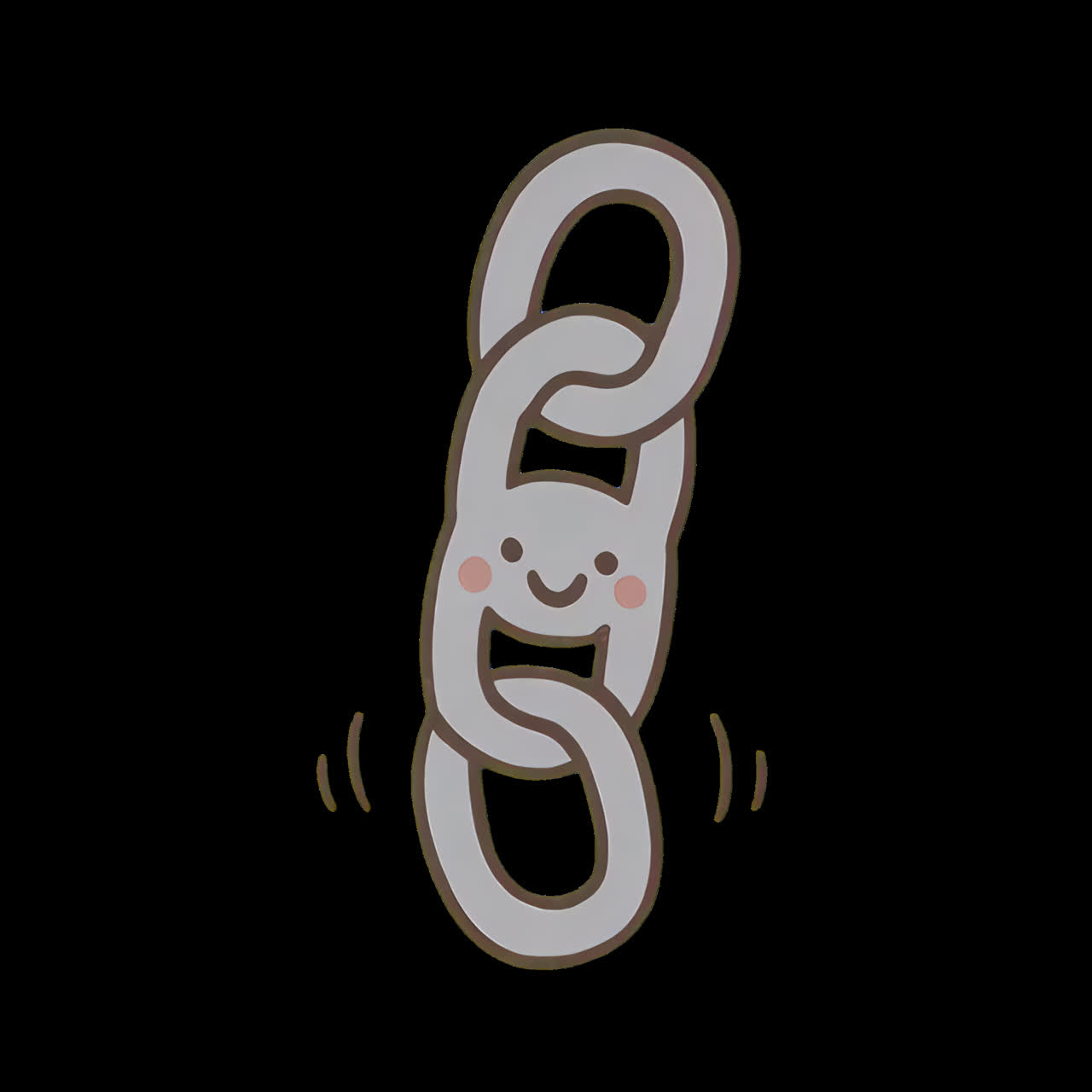 Cute smiling chain illustration animation isolated asset, transparent 4K video, alpha channel