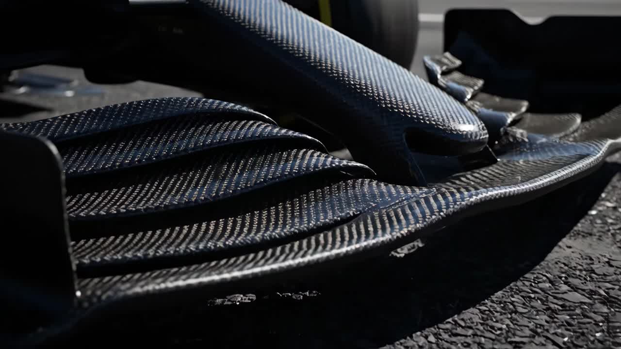 Formula 1 car with oil spill on track