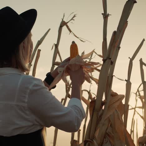 a farmer holds a cob of corn 2