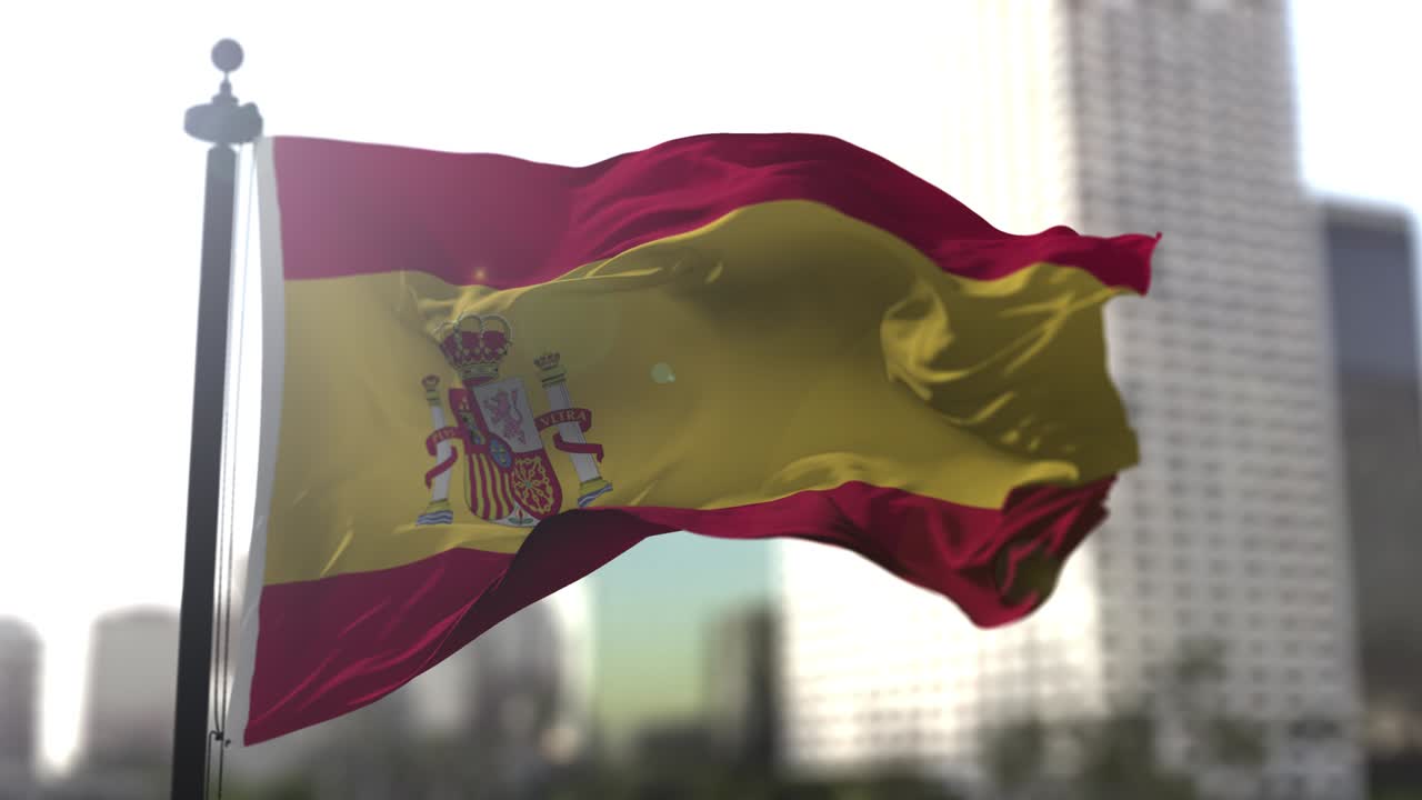 Espanjan kansallislippu. Espanjan maan liehuva lippu. Politiikka- ja uutiskuvitus
