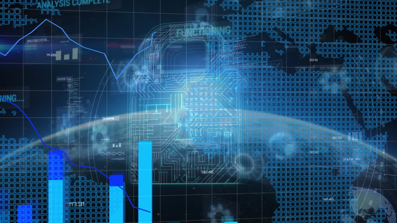 Data processing against blue background