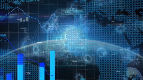 procesamiento de datos frente a un fondo azul