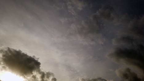 fantastic sky with wonderful sunrise and light and fluffy cirrus floccus clouds