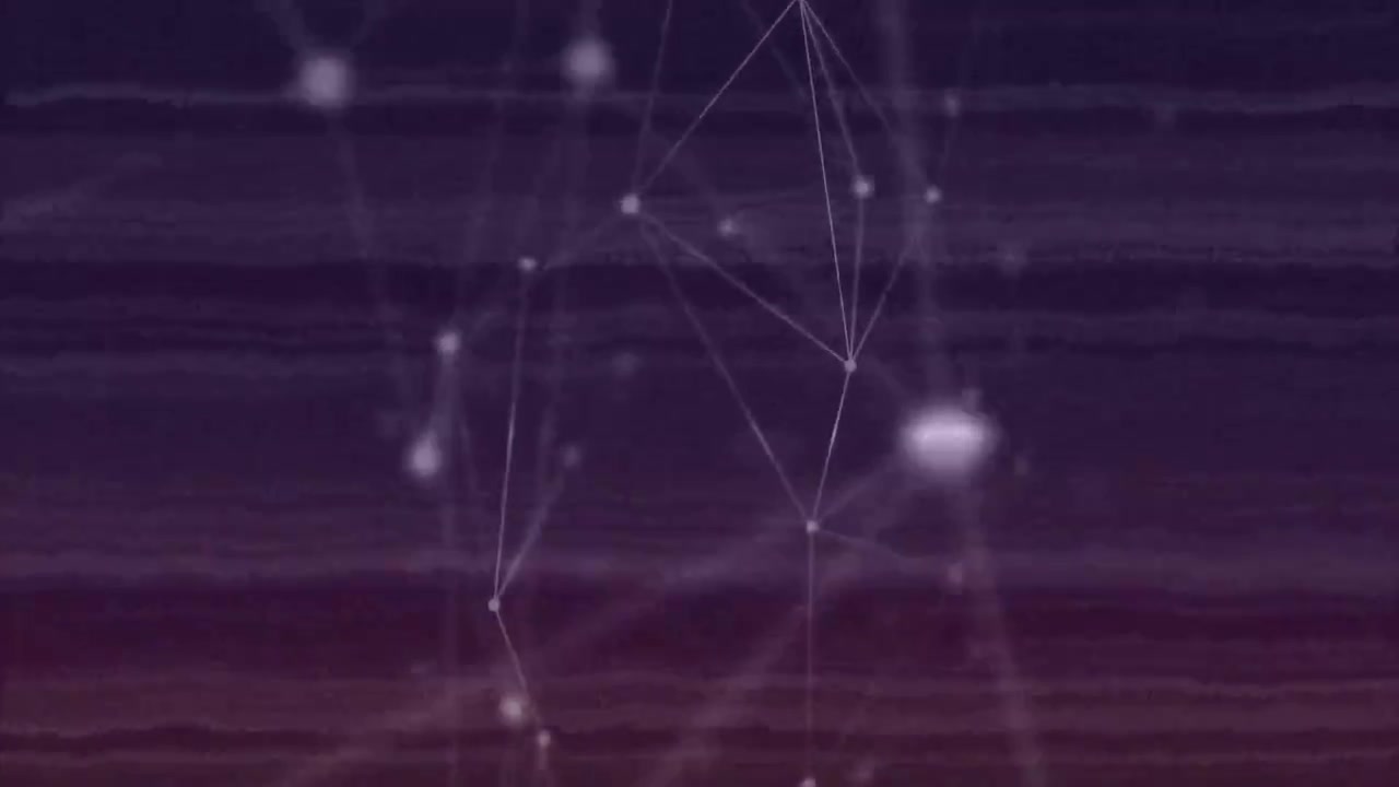 On animation start glowing nodes shifting rotating into mesh on dark gradient representing network