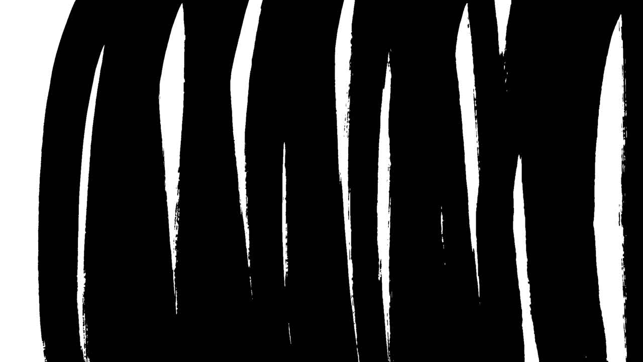Rivelazione Animata di Pennellate Nere Disegnate a Mano.