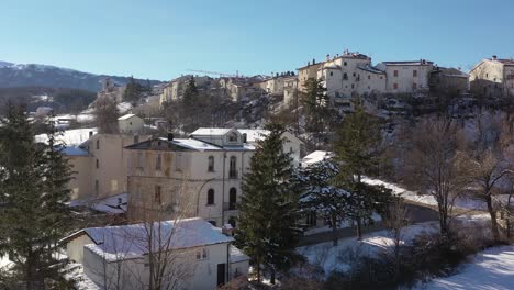rocca di mezzo, a delightful village in abruzzo covered in snow