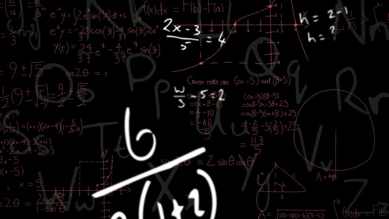 Animation of moving mathematical formulas over blackboard