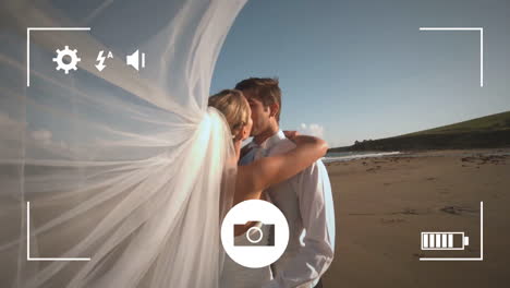 tomar fotos de una novia y un novio en una cámara digital