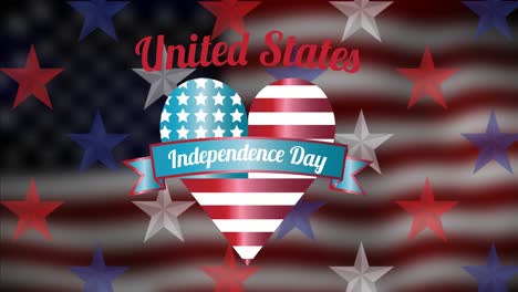 Animation-of-independence-day-text-and-heart-over-flag-of-united-states-of-america