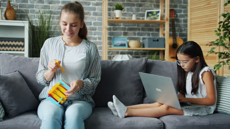 mother and daughter spending time together at home