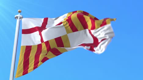 flag of the spanish city of barcelona in catalonia, spain - loop