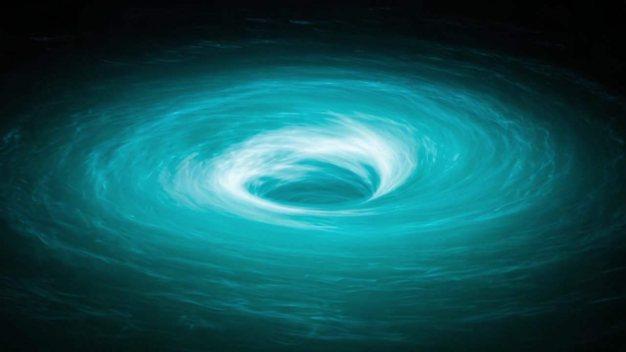 Mesmerizing Circular Motion of a Cosmic Whirlpool: A Stunning Visualization of the Beauty and Power of Space Phenomena in a Blazing Turquoise Hue