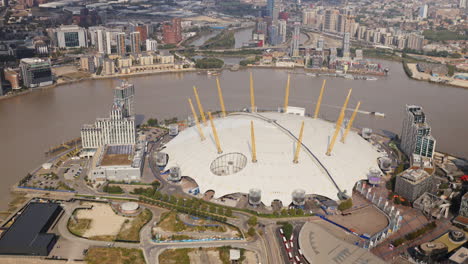 london docklands, skyline from a helicopter