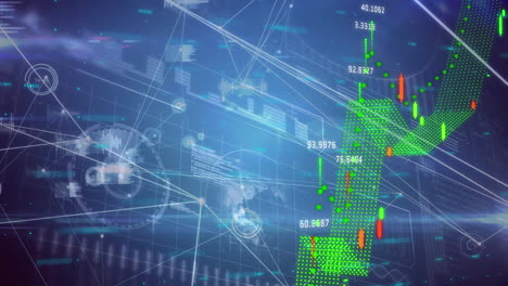 animación del procesamiento de datos financieros a través del escaneo de alcance y la red de conexiones