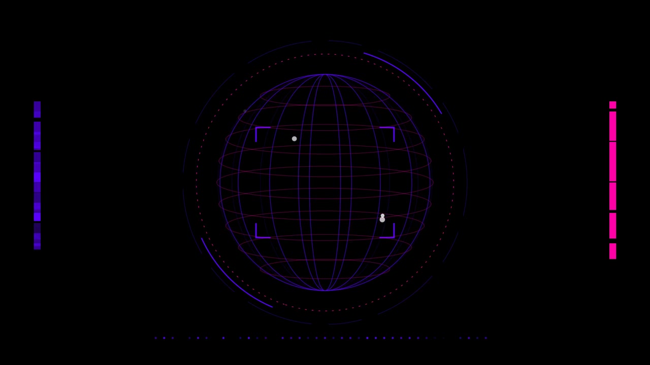 Digital Globe HUD Interface with Rotating Data Points