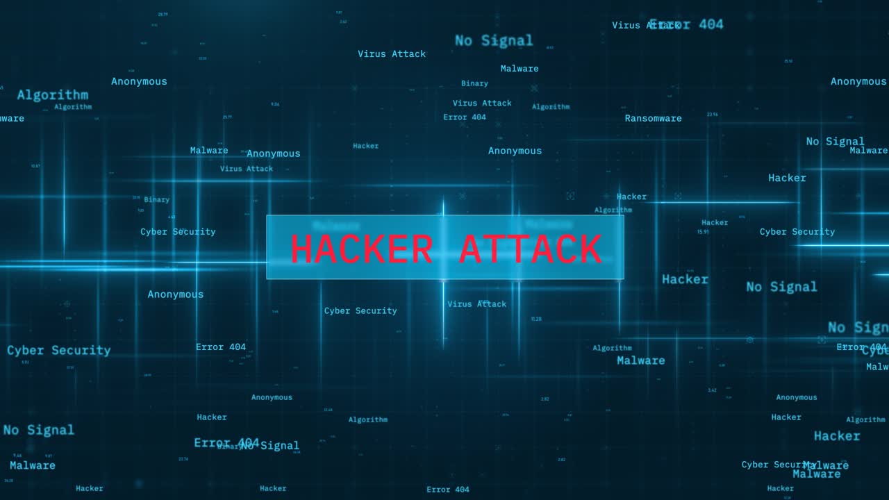 Hacker Attack computer errors with glitches and noise effects over a computer program