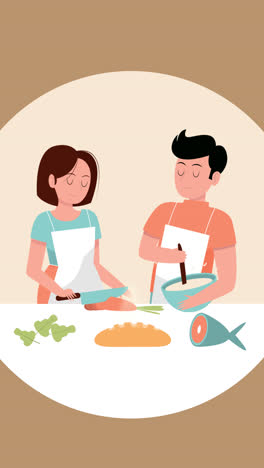 couple cooking together