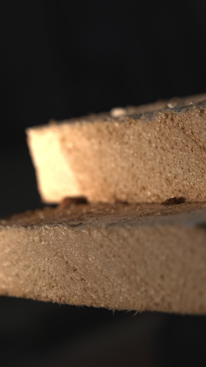 Laminated Boards Under Warm Rim Light With Visible Edge Grain And Layered Profile CloseUp Inspection. Media