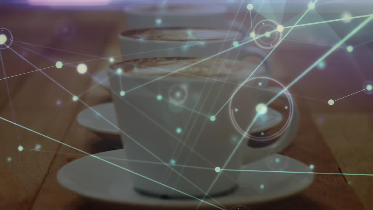 커피 컵을 통해 연결 네트워크의 애니메이션