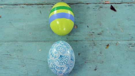 painted easter eggs arranged in a row