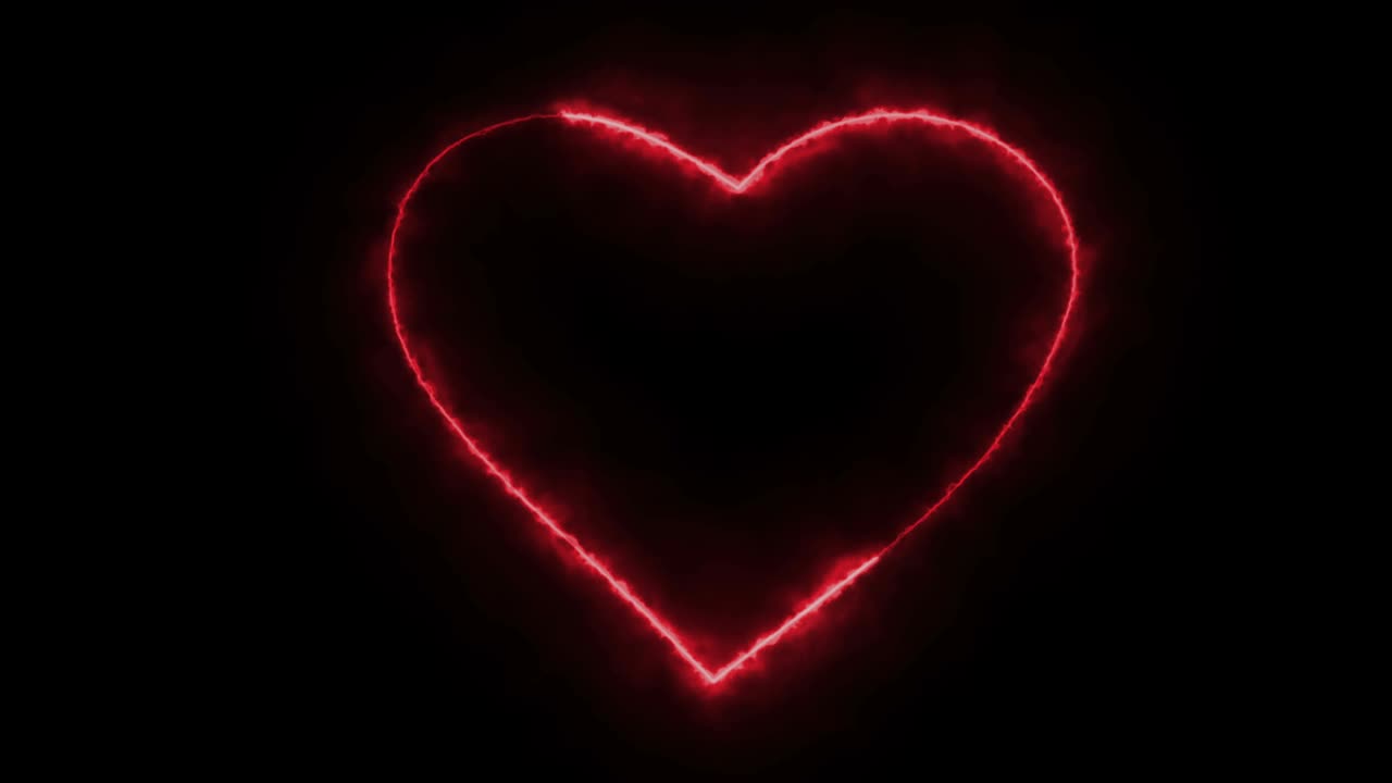 efectos de brillo dinámico del contorno del corazón sobre un fondo negro