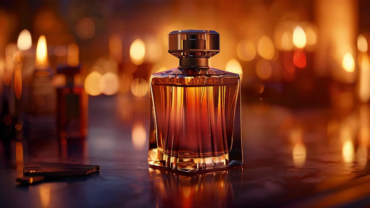Luxury Perfume Bottle in a Warm Night Setting