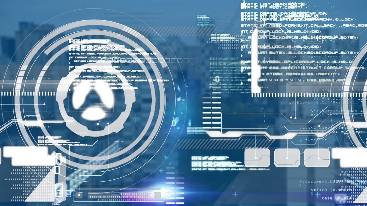 Animation af omfangsscanning og databehandling over bybillede