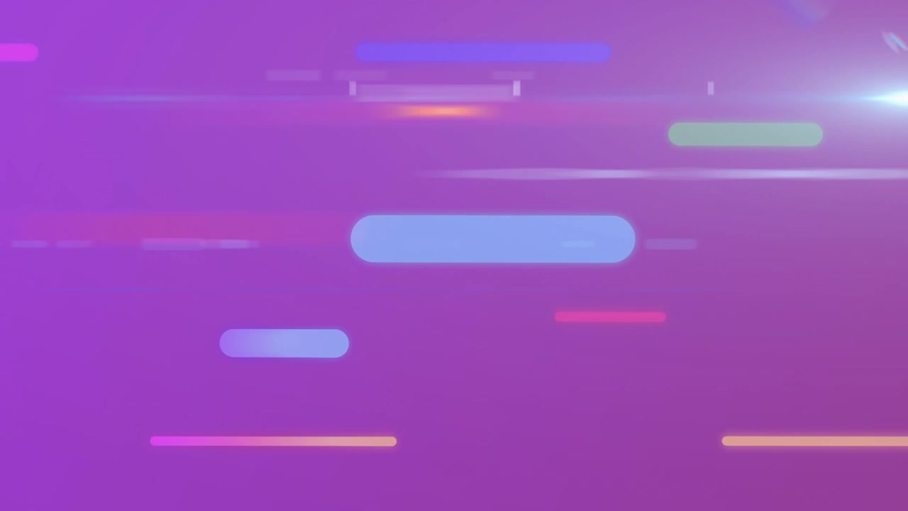 Purppura-magenta-gradientti avaa monivärisiä palkkeja, jotka liukuvat oikealle, peittävät ja haipuvat luoden virtausta
