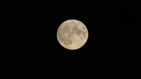 Nahaufnahme-Der-Krateroberfläche-Des-Vollerntemondes,-Die-über-Den-Dunklen-Halloween-Himmel-Verläuft