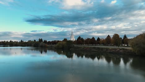 Vista-Panorámica-De-La-Iglesia-De-Jesucristo-De-Los-Santos-De-Los-últimos-Días-En-Idaho-Falls,-EE.UU.