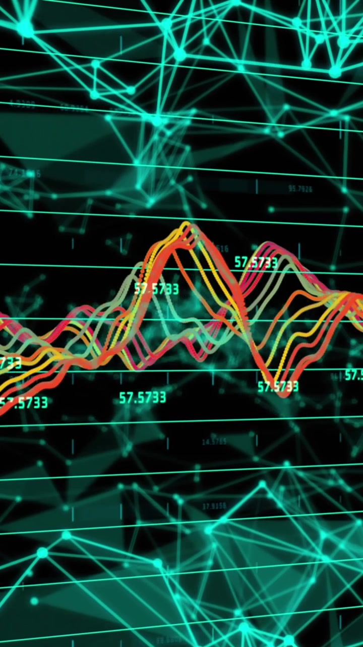 Animation of graphs and connections on black background
