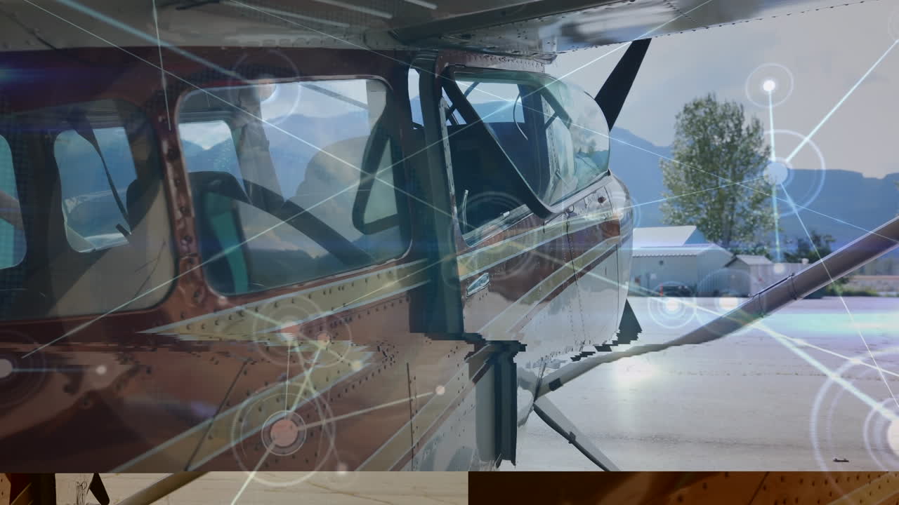 animación de la red de conexiones sobre el avión