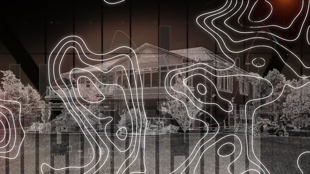 animación de líneas blancas que se mueven sobre el paisaje urbano