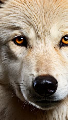 arctic wolf posing against a dark background during a studio session