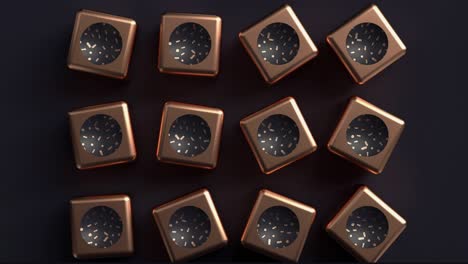 3d render motion graphic abstracto forma geométrica de cobre negro