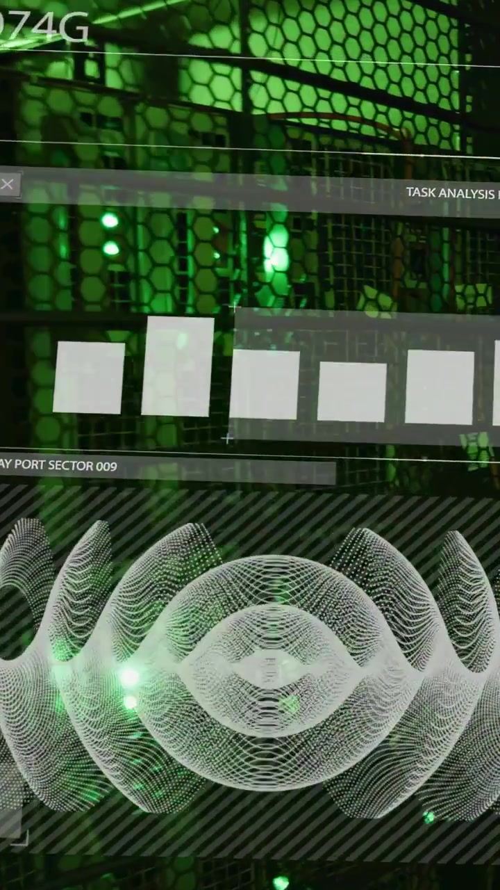Vertical video: Cam panning exposing UI, cards sliding wave dot showing R0074G for IT task analysis