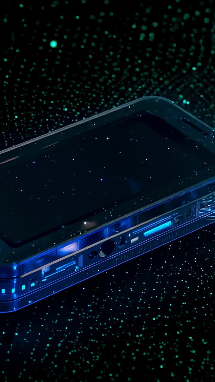 Vertical video: Finger entering tapping smartphone screen causing shimmer on green dotted platform