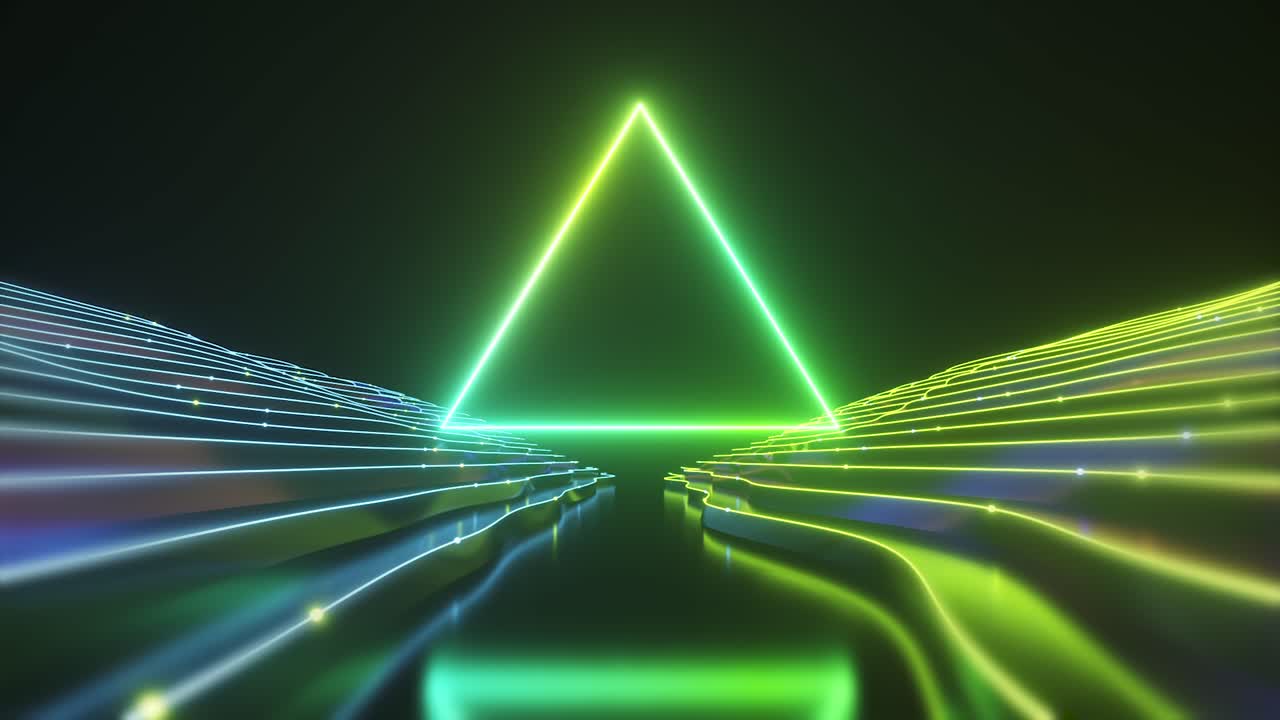 sfondo futuristico a triangolo al neon