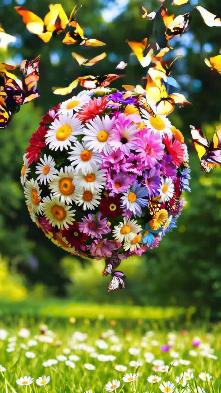 Colorful Flower Ball with Butterflies