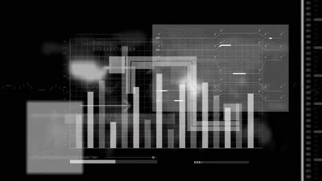 animación del procesamiento de datos sobre un fondo oscuro