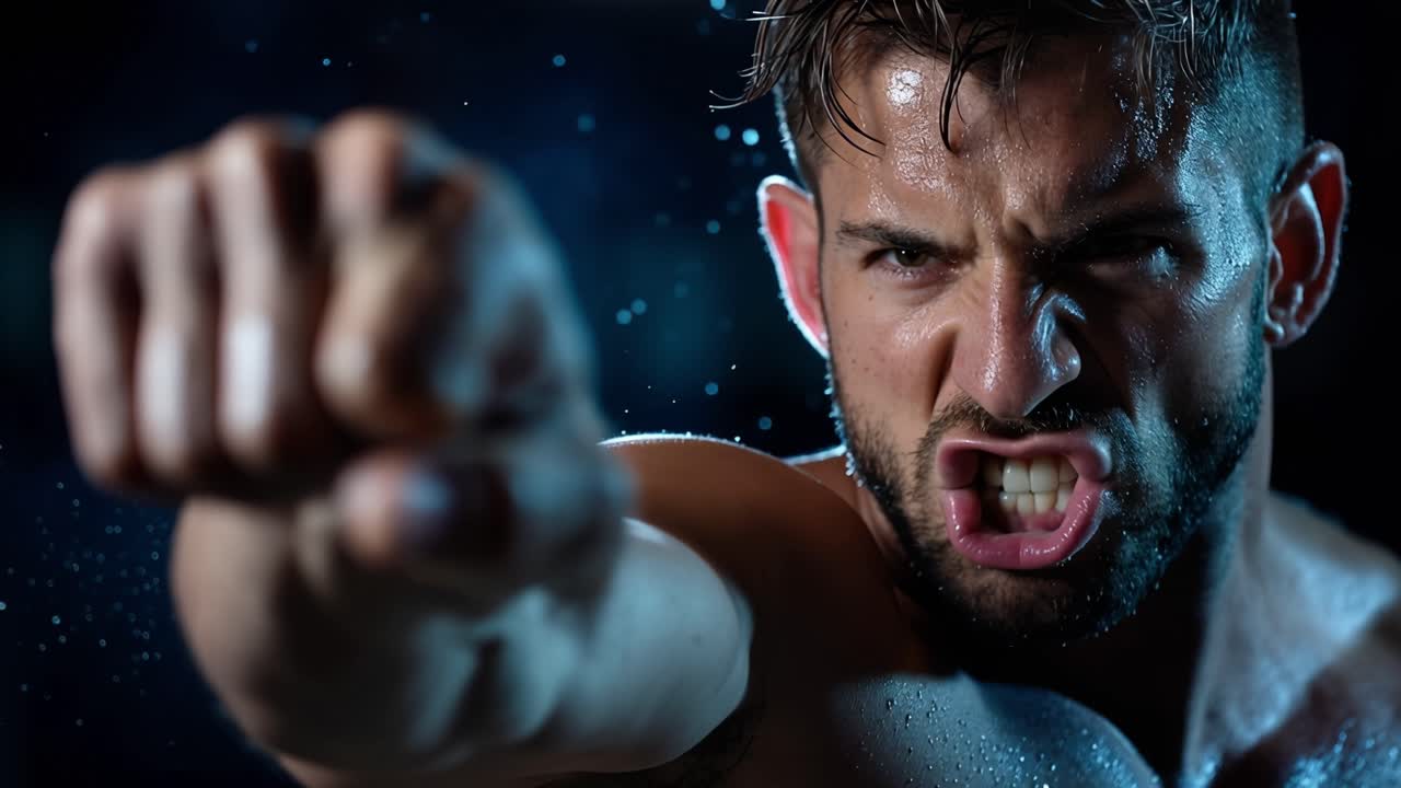 Intense Fighter Characteristics Displayed Through Emotionally Charged Expressions in Dynamic Conditions of Sweat and Power During a High-Impact Physical Activity