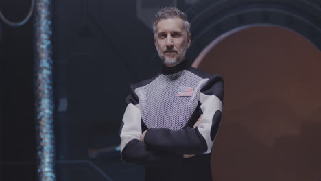 Astronaut Portrait in Futuristic Spaceship Interior